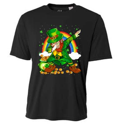 St Patricks Day Dabbing Leprechaun Boy Funny Dab Dance Cooling Performance Crew T-Shirt