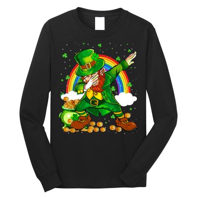 St Patricks Day Dabbing Leprechaun Boy Funny Dab Dance Long Sleeve Shirt