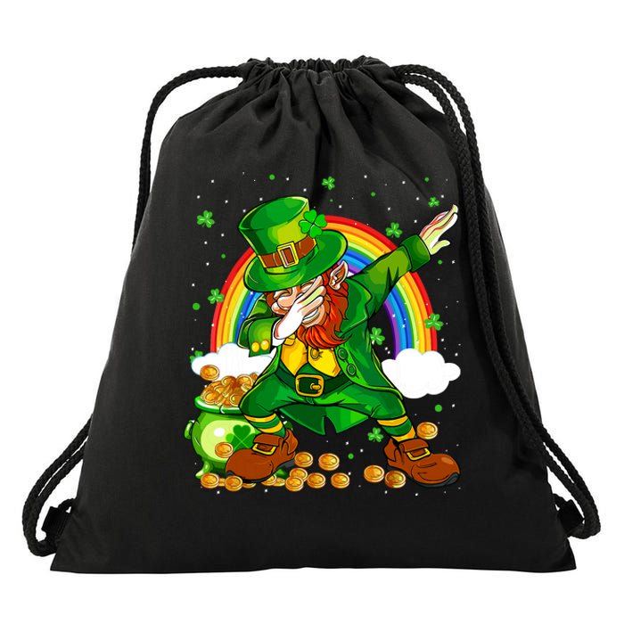 St Patricks Day Dabbing Leprechaun Boy Funny Dab Dance Drawstring Bag