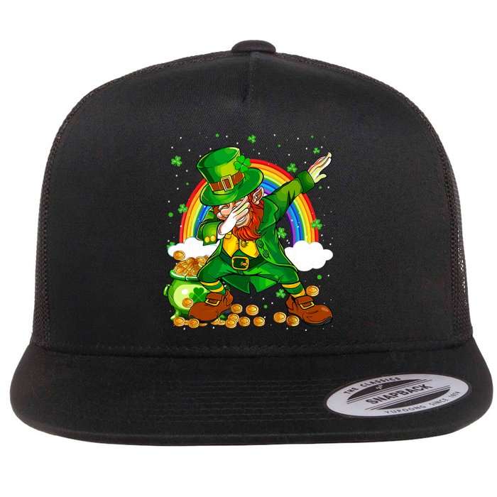 St Patricks Day Dabbing Leprechaun Boy Funny Dab Dance Flat Bill Trucker Hat