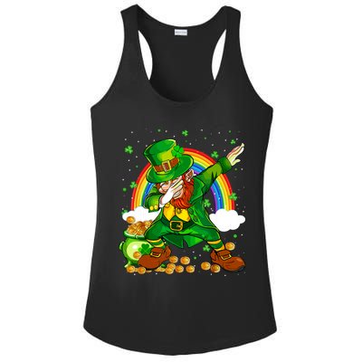 St Patricks Day Dabbing Leprechaun Boy Funny Dab Dance Ladies PosiCharge Competitor Racerback Tank