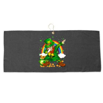 St Patricks Day Dabbing Leprechaun Boy Funny Dab Dance Large Microfiber Waffle Golf Towel