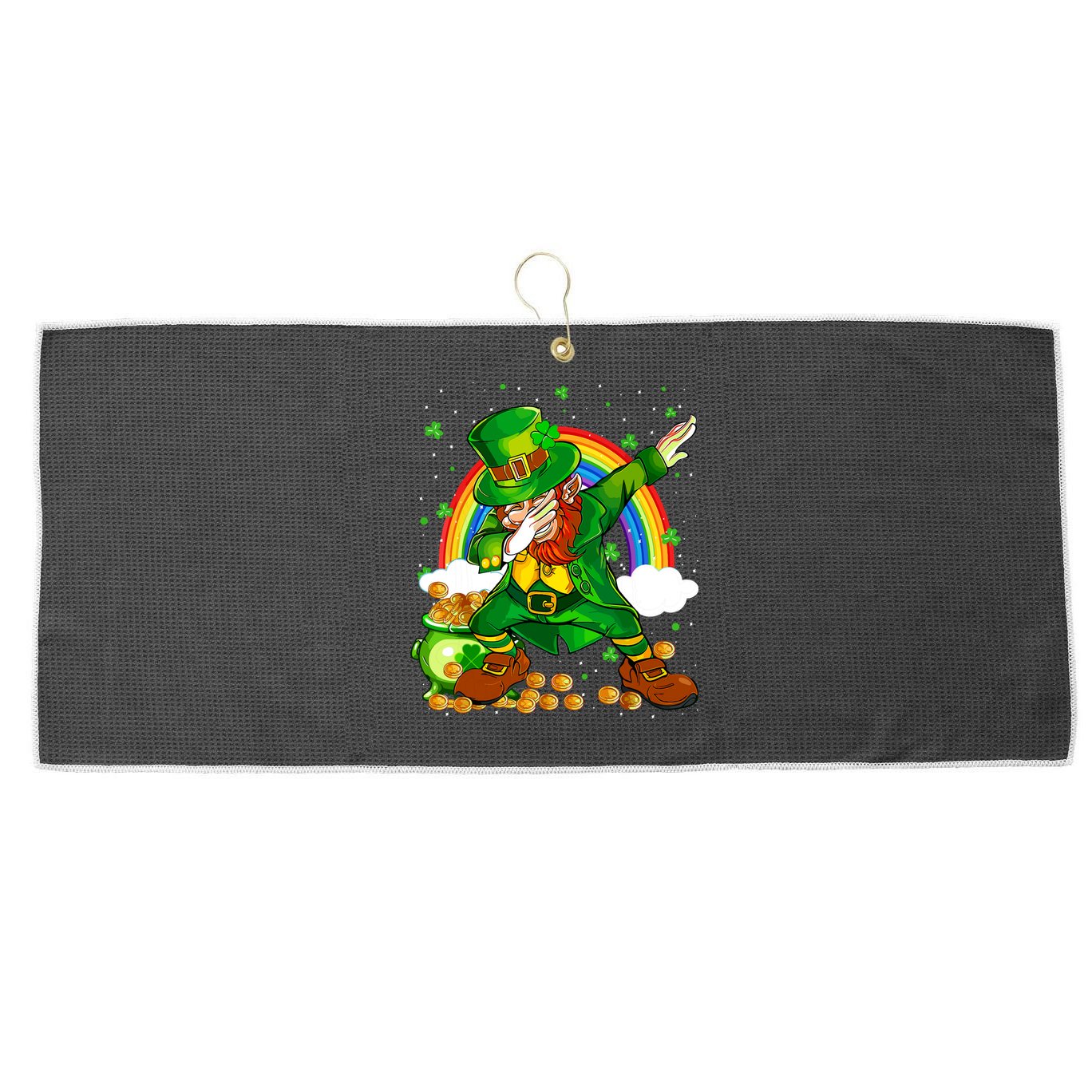 St Patricks Day Dabbing Leprechaun Boy Funny Dab Dance Large Microfiber Waffle Golf Towel