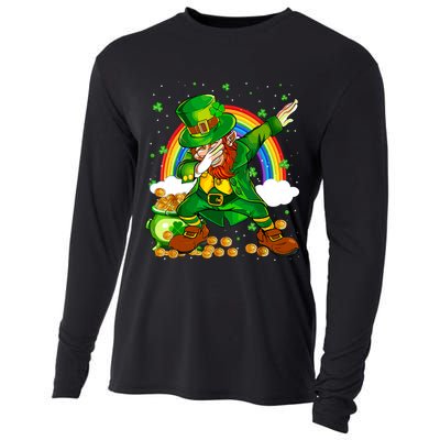 St Patricks Day Dabbing Leprechaun Boy Funny Dab Dance Cooling Performance Long Sleeve Crew