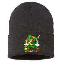 St Patricks Day Dabbing Leprechaun Boy Funny Dab Dance Sustainable Knit Beanie