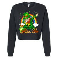 St Patricks Day Dabbing Leprechaun Boy Funny Dab Dance Cropped Pullover Crew
