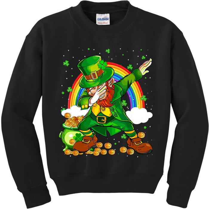 St Patricks Day Dabbing Leprechaun Boy Funny Dab Dance Kids Sweatshirt