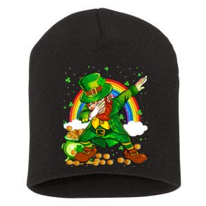 St Patricks Day Dabbing Leprechaun Boy Funny Dab Dance Short Acrylic Beanie