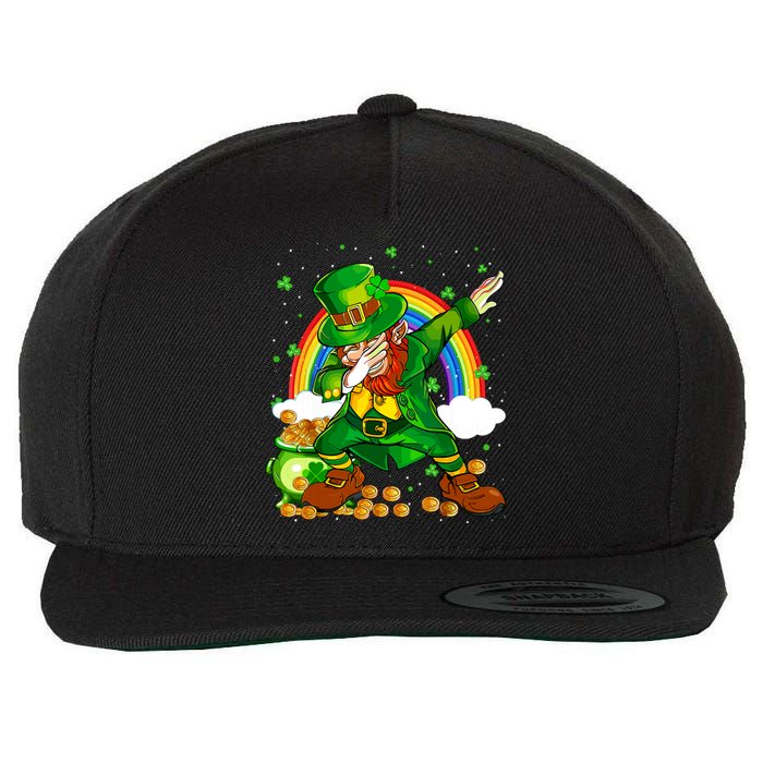 St Patricks Day Dabbing Leprechaun Boy Funny Dab Dance Wool Snapback Cap