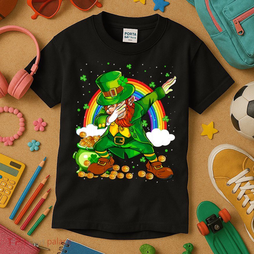 St Patricks Day Dabbing Leprechaun Boy Funny Dab Dance Kids T-Shirt