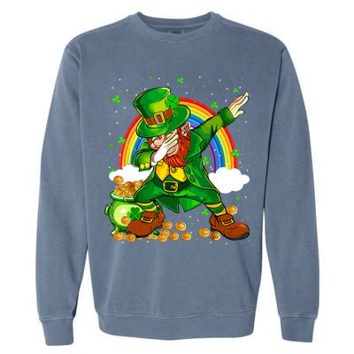 St Patricks Day Dabbing Leprechaun Boy Funny Dab Dance Garment-Dyed Sweatshirt