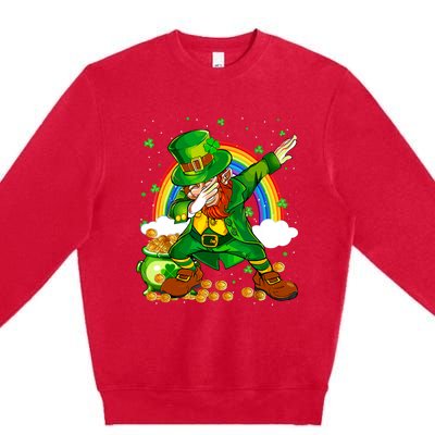 St Patricks Day Dabbing Leprechaun Boy Funny Dab Dance Premium Crewneck Sweatshirt