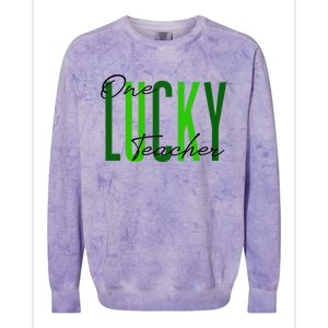 St Patrick's Day One Lucky Teacher Irish 2022 Clothes Gift Colorblast Crewneck Sweatshirt