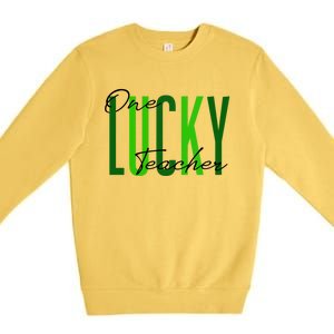 St Patrick's Day One Lucky Teacher Irish 2022 Clothes Gift Premium Crewneck Sweatshirt