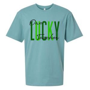 St Patrick's Day One Lucky Teacher Irish 2022 Clothes Gift Sueded Cloud Jersey T-Shirt