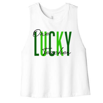 St Patrick's Day One Lucky Teacher Irish 2022 Clothes Gift Women's Racerback Cropped Tank