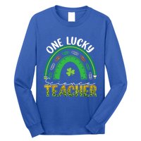 Saint Patricks Day Teacher One Lucky Science Teacher Rainbow Gift Long Sleeve Shirt