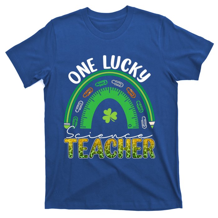 Saint Patricks Day Teacher One Lucky Science Teacher Rainbow Gift T-Shirt