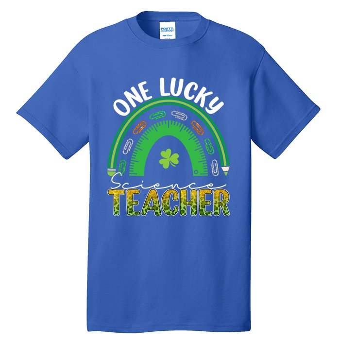 Saint Patricks Day Teacher One Lucky Science Teacher Rainbow Gift Tall T-Shirt