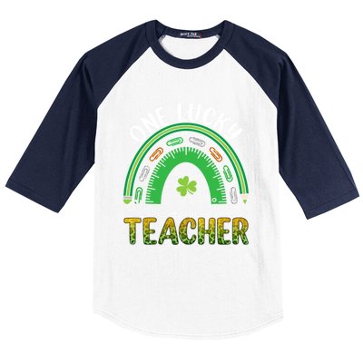 Saint Patricks Day Teacher One Lucky Science Teacher Rainbow Gift Baseball Sleeve Shirt