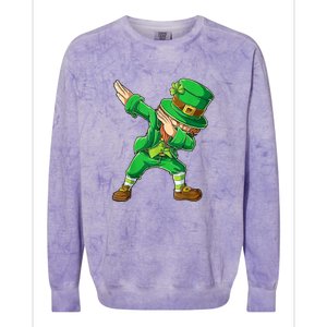 St Patricks Day Dabbing Leprechaun Boys Kids Men Dab Colorblast Crewneck Sweatshirt