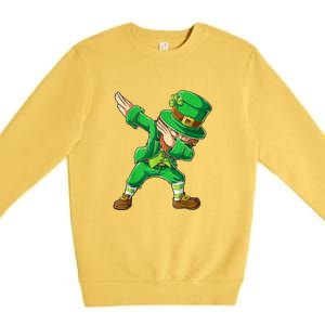 St Patricks Day Dabbing Leprechaun Boys Kids Men Dab Premium Crewneck Sweatshirt