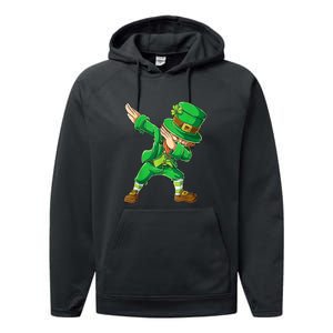 St Patricks Day Dabbing Leprechaun Boys Kids Men Dab Performance Fleece Hoodie