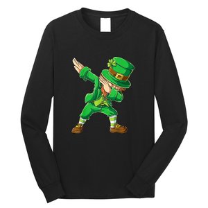 St Patricks Day Dabbing Leprechaun Boys Kids Men Dab Long Sleeve Shirt