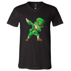 St Patricks Day Dabbing Leprechaun Boys Kids Men Dab V-Neck T-Shirt