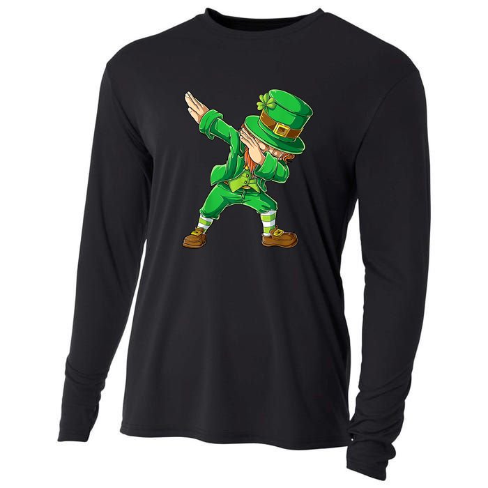 St Patricks Day Dabbing Leprechaun Boys Kids Men Dab Cooling Performance Long Sleeve Crew