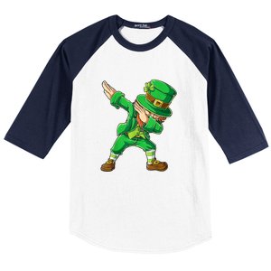 St Patricks Day Dabbing Leprechaun Boys Kids Men Dab Baseball Sleeve Shirt