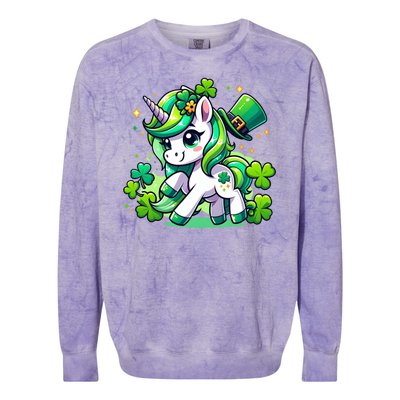 St Patrick Day Irish Unicorn Lepricorn Colorblast Crewneck Sweatshirt