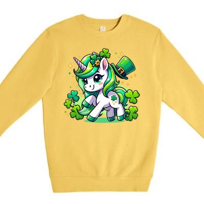 St Patrick Day Irish Unicorn Lepricorn Premium Crewneck Sweatshirt