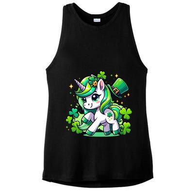 St Patrick Day Irish Unicorn Lepricorn Ladies PosiCharge Tri-Blend Wicking Tank