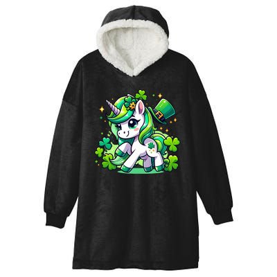 St Patrick Day Irish Unicorn Lepricorn Hooded Wearable Blanket