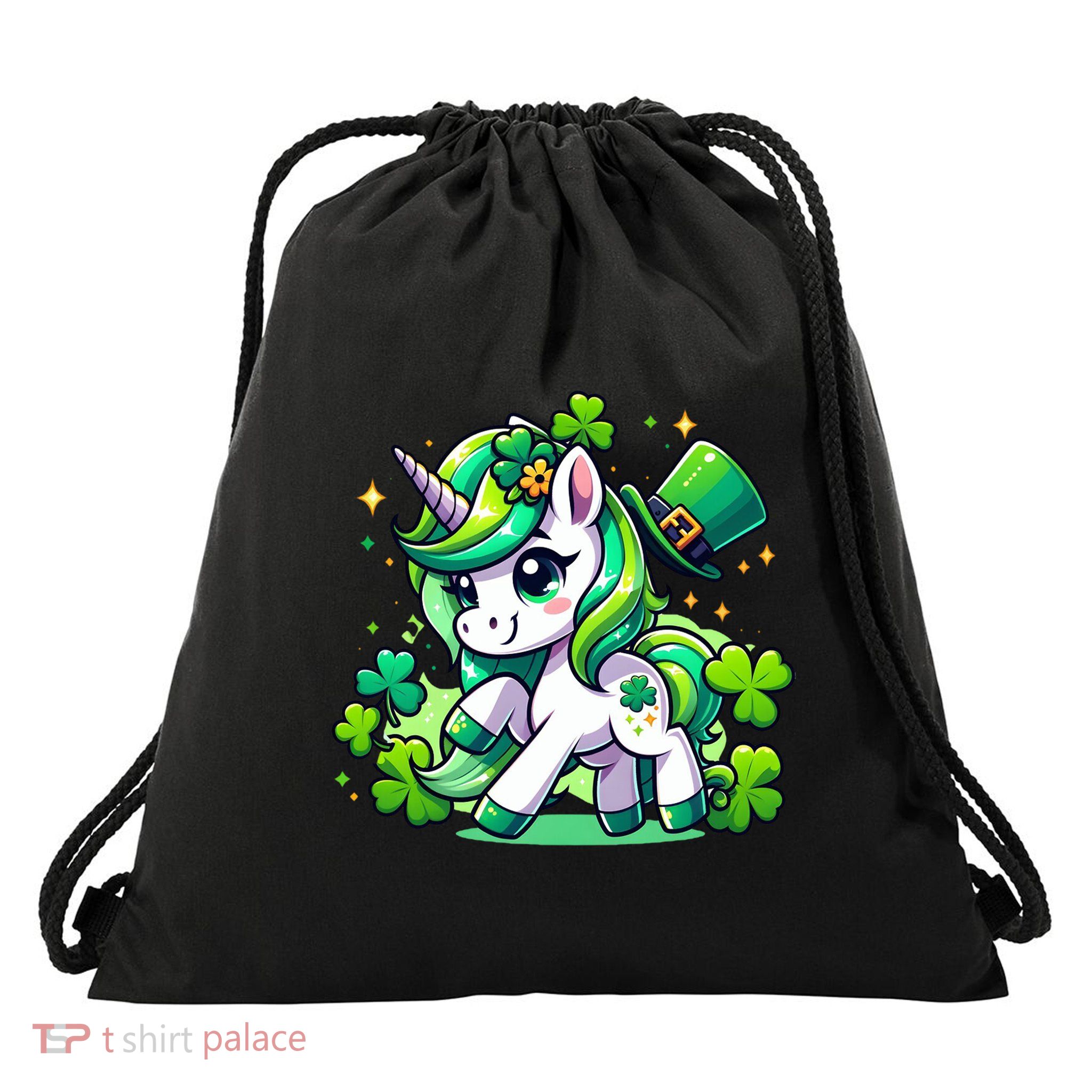 St Patrick Day Irish Unicorn Lepricorn Drawstring Bag