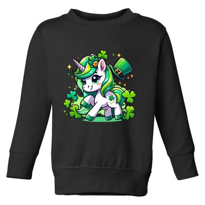 St Patrick Day Irish Unicorn Lepricorn Toddler Sweatshirt
