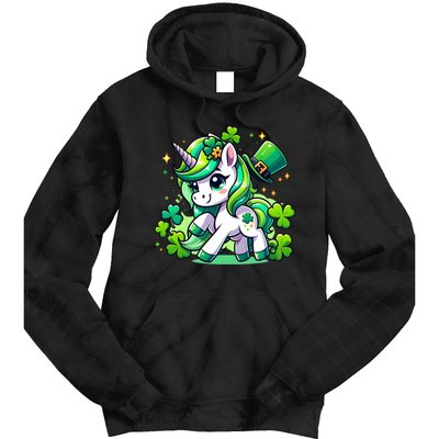 St Patrick Day Irish Unicorn Lepricorn Tie Dye Hoodie