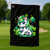 St Patrick Day Irish Unicorn Lepricorn Golf Towel