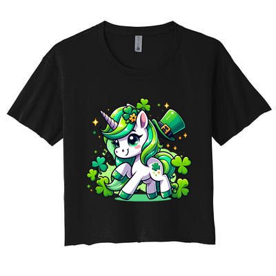 St Patrick Day Irish Unicorn Lepricorn Crop Top