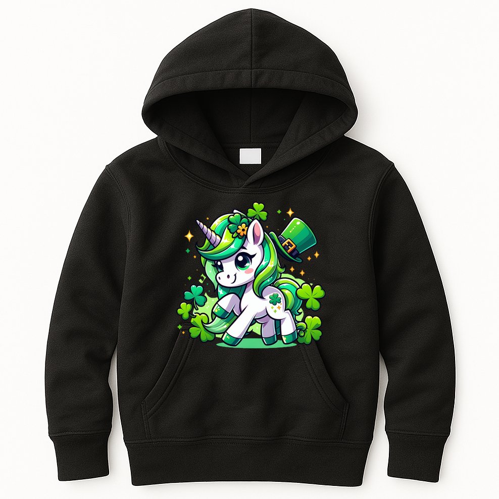St Patrick Day Irish Unicorn Lepricorn Kids Hoodie