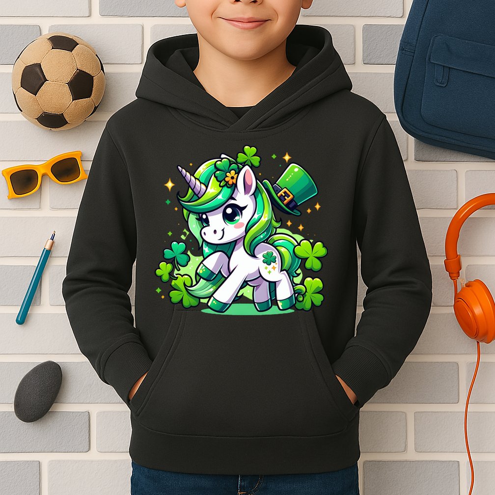 St Patrick Day Irish Unicorn Lepricorn Kids Hoodie