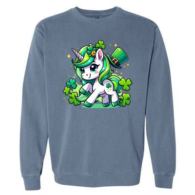 St Patrick Day Irish Unicorn Lepricorn Garment-Dyed Sweatshirt