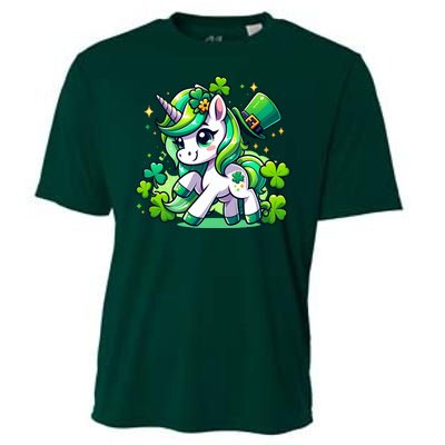 St Patrick Day Irish Unicorn Lepricorn Cooling Performance Crew T-Shirt