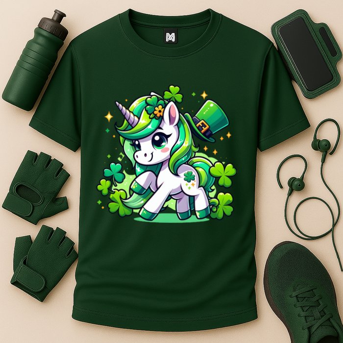 St Patrick Day Irish Unicorn Lepricorn Performance Shirt