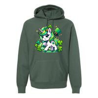 St Patrick Day Irish Unicorn Lepricorn Premium Hoodie