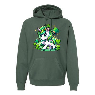 St Patrick Day Irish Unicorn Lepricorn Premium Hoodie