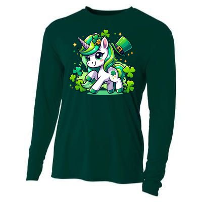 St Patrick Day Irish Unicorn Lepricorn Cooling Performance Long Sleeve Crew