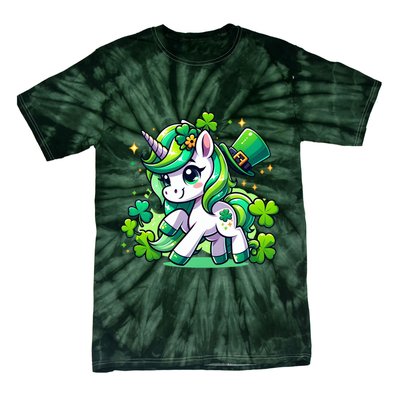 St Patrick Day Irish Unicorn Lepricorn Tie-Dye T-Shirt