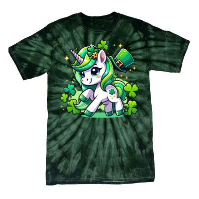 St Patrick Day Irish Unicorn Lepricorn Tie-Dye T-Shirt